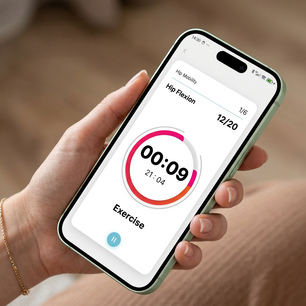 A phone showing the FlexSet timer running